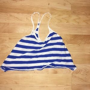 Abercrombie kids crop top blue and white stripes!